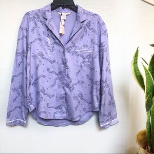 Victoria Secret Bow print Button UP Sleepwear Pajama Top size XS